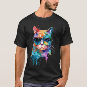 Camiseta Gato fofo com óculos de sol legais para gatinho Co