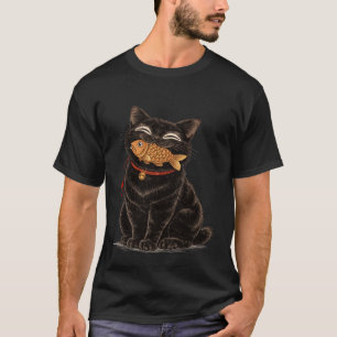 Camiseta Gato Fofo com Peixe Design de Amante de Gato para 