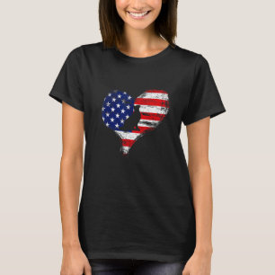 Camiseta Gato Fofo Coração da Bandeira Americana Orgulho Pa