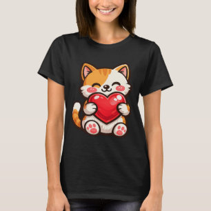 Camiseta Gato Fofo Coração – Gato Kawaii Abraçando Coração