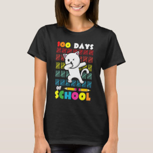 Camiseta Gato Fofo Dabbing 100 Dias De Escola Crianças 100º