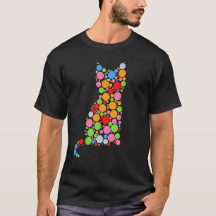 Camiseta Gato Fofo de Bolinhas Coloridas Dia Internacional