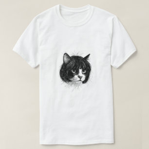 Camiseta Gato Fofo de Cabeleireira (Estilo 10) Arte Fina
