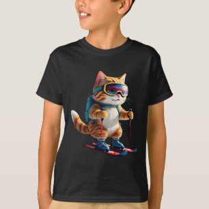 Camiseta Gato Fofo de Esqui Presente Divertido de Esportes