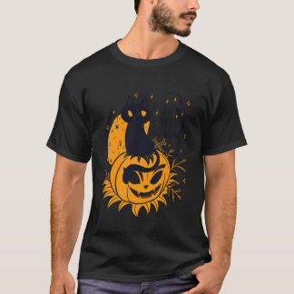 Camiseta Gato Fofo de Halloween Abóbora Design Engraçado