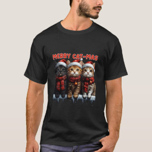 Camiseta Gato Fofo De Natal Feliz Natal Amante De Gatos Meo