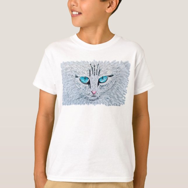 Camiseta Gato Fofo de Olhos Azuis (Frente)