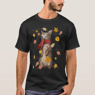 Camiseta Gato Fofo de Outono Brisa de Outono Gatinho Gata