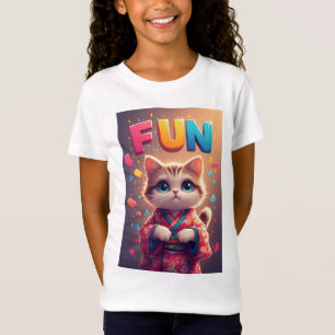 Camiseta Gato Fofo de Quimono Floral Celebra a Moda