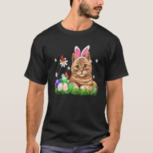 Camiseta Gato Fofo Dia Feliz da Páscoa Coelho Ovos Para Hom