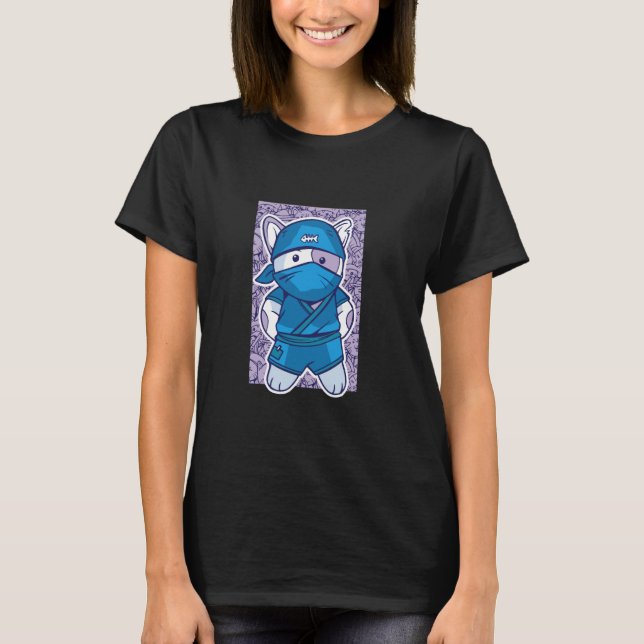 Camiseta Gato Fofo Disfarçado de Ninja (Frente)