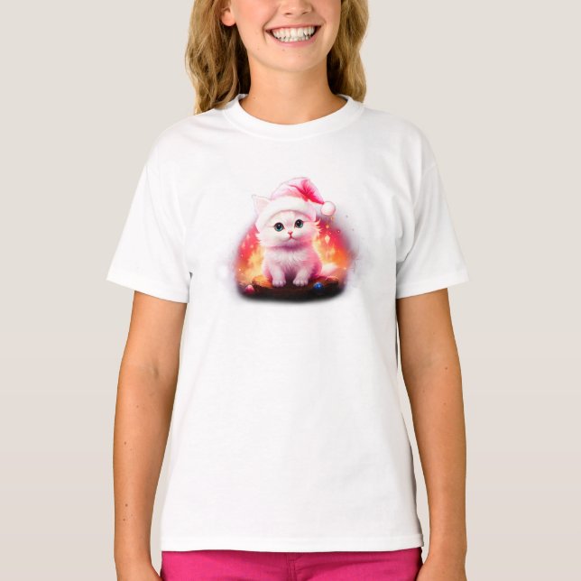 Camiseta Gato fofo do Papai Noel (Frente)
