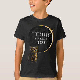 Camiseta Gato Fofo do Texas Eclipse Solar Total