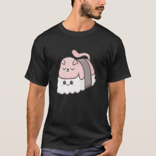 Camiseta Gato Fofo Dorme em um Sushi Fãs de Comida Japonesa