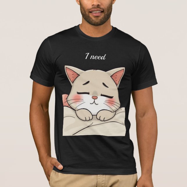 Camiseta Gato Fofo Dormindo Preciso de uma Soneca Arte Kawa (Frente)
