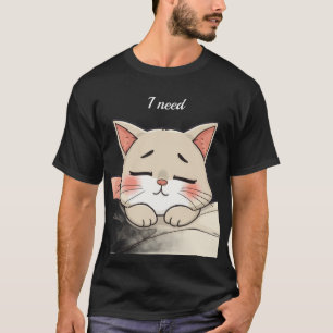 Camiseta Gato Fofo Dormindo Preciso de uma Soneca Arte Kawa