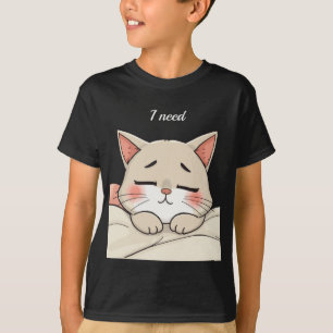 Camiseta Gato Fofo Dormindo Preciso de uma Soneca Arte Kawa