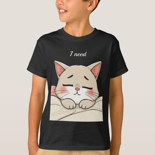 Camiseta Gato Fofo Dormindo Preciso de uma Soneca Arte Kawa (Frente)