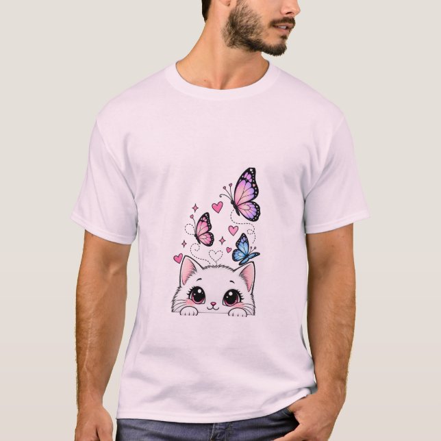 Camiseta Gato Fofo e Borboleta (Frente)