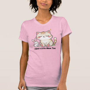 Camiseta Gato Fofo e Coelho "Preciso de um Tempo de Miado"