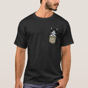 Camiseta Gato Fofo e Divertido Espiando de uma Bolsa
