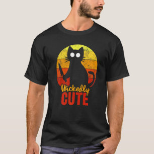 Camiseta Gato Fofo e Malvado com Faca no Halloween Sangrent