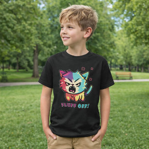 Camiseta Gato fofo e zangado assobiando Deixe-me em paz.
