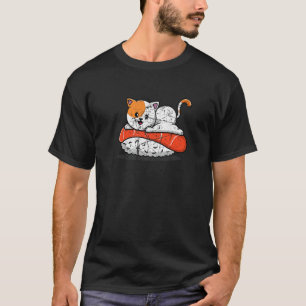 Camiseta Gato Fofo Em Salmão De Sushi Fãs Otaku Japonesas M