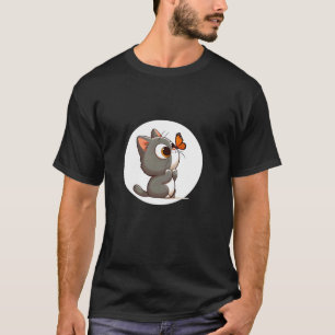 Camiseta Gato Fofo Estrabico com Borboleta no Nariz