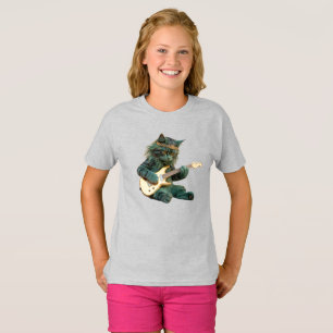 Camiseta Gato Fofo Estrela do Rock Infantil