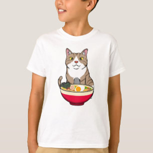 Camiseta Gato Fofo Feliz e Ramen