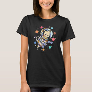 Camiseta Gato Fofo Flutuante no Espaço - Gráfico de Gato Es