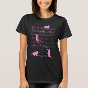 Camiseta Gato Fofo Gatinho Tocando Nota Musical Clave Rosa 