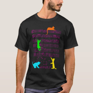 Camiseta Gato Fofo Gatito Tocar Nota Musical Clave Músico