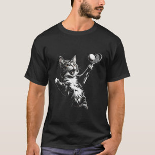 Camiseta Gato Fofo Jogando Tênis de Mesa Estilo Ping Pong T