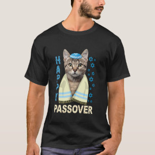 Camiseta Gato Fofo Judaico Divertido Com Kippah Matzah Feli