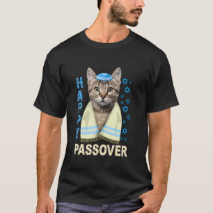 Camiseta Gato Fofo Judaico Engraçado Com Kippah Matzah Feli