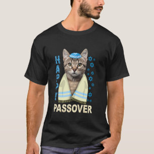 Camiseta Gato Fofo Judaico Engraçado Com Kippah Matzah Feli