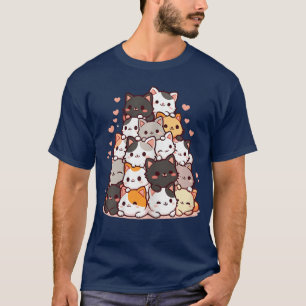 Camiseta Gato Fofo Kawaii Desenho Anime Gatos amigo