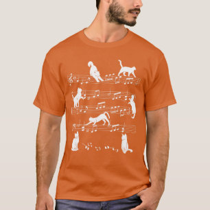 Camiseta Gato Fofo Kitty Tocando Nota Musical Clave Músico