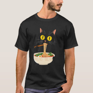 Camiseta Gato Fofo & Macarrão Ramen Gatos Piada Kawaii Anim
