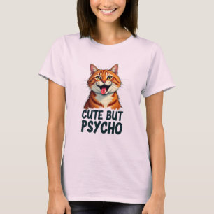 Camiseta Gato Fofo Mas Psicopata – Vintage Engraçado