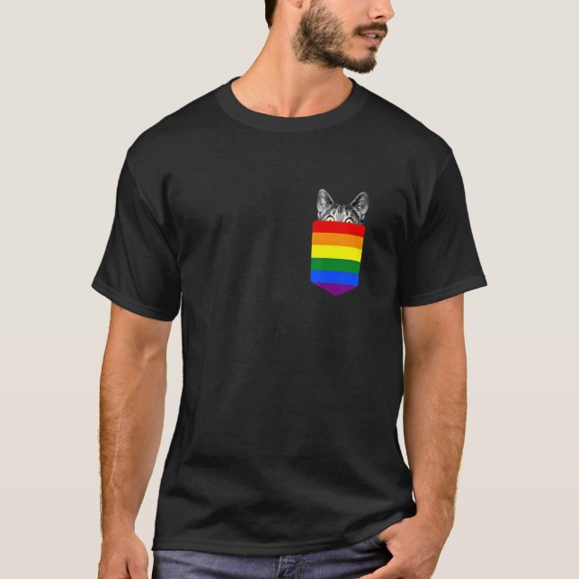 Camiseta gato fofo na bolsa LGBT (Frente)