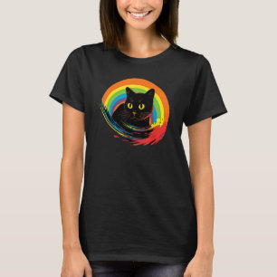 Camiseta gato fofo na frente do arco-íris gatos dono de ga