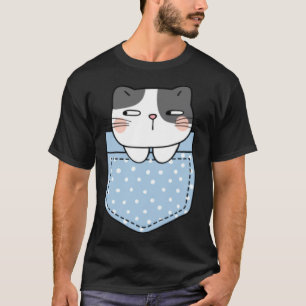 Camiseta Gato Fofo no Bolso Gato Presente Crianças Menino
