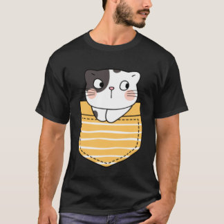 Camiseta Gato Fofo no Bolso Gato Presente Crianças Menino