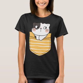 Camiseta Gato Fofo no Bolso Gato Presente Crianças Menino