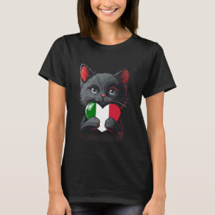 Camiseta Gato Fofo Orgulho Italiano Coração Raízes Italiana
