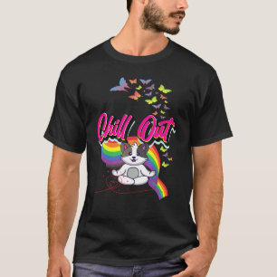 Camiseta Gato Fofo para Relaxar Meditar Gráfico de Meditaçã