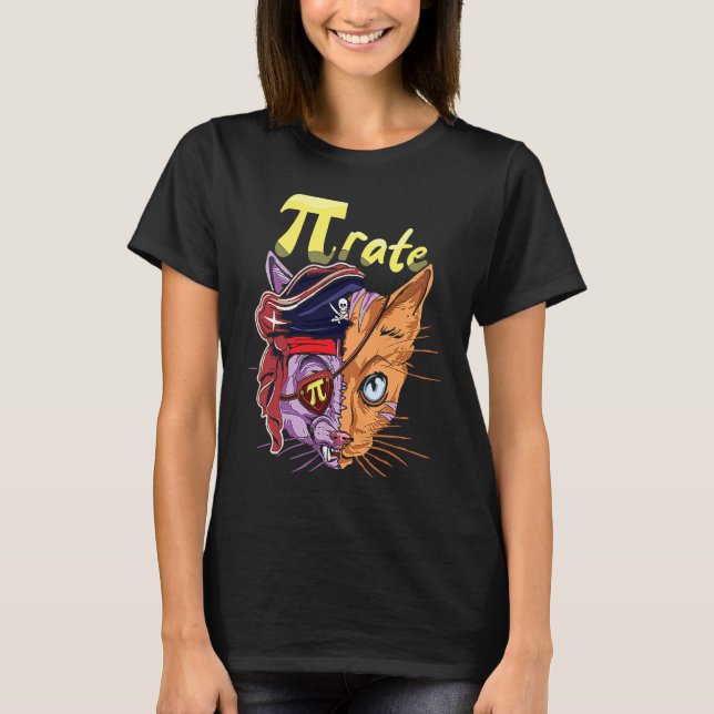 Camiseta Gato Fofo Pirata Pi Matemática Feriado Matemática  (Frente)